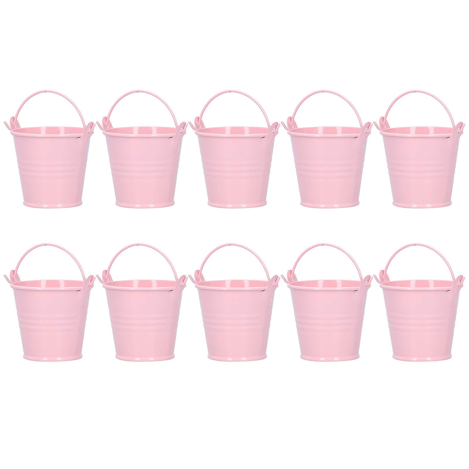 10PCS Flower Pot Mini Succulent Plant Pot Small Metal Bucket for Indoor Outdoor Decoration(pink)
