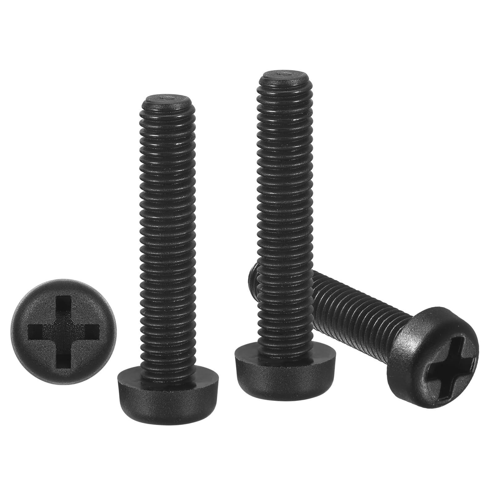 METALLIXITY Phillips Pan Head Machine Bolts (M3-0.5x15) 100Pcs, Nylon Pan Head Mounting Screws - for Home Door Window Installment Electrical DIY, Black Color