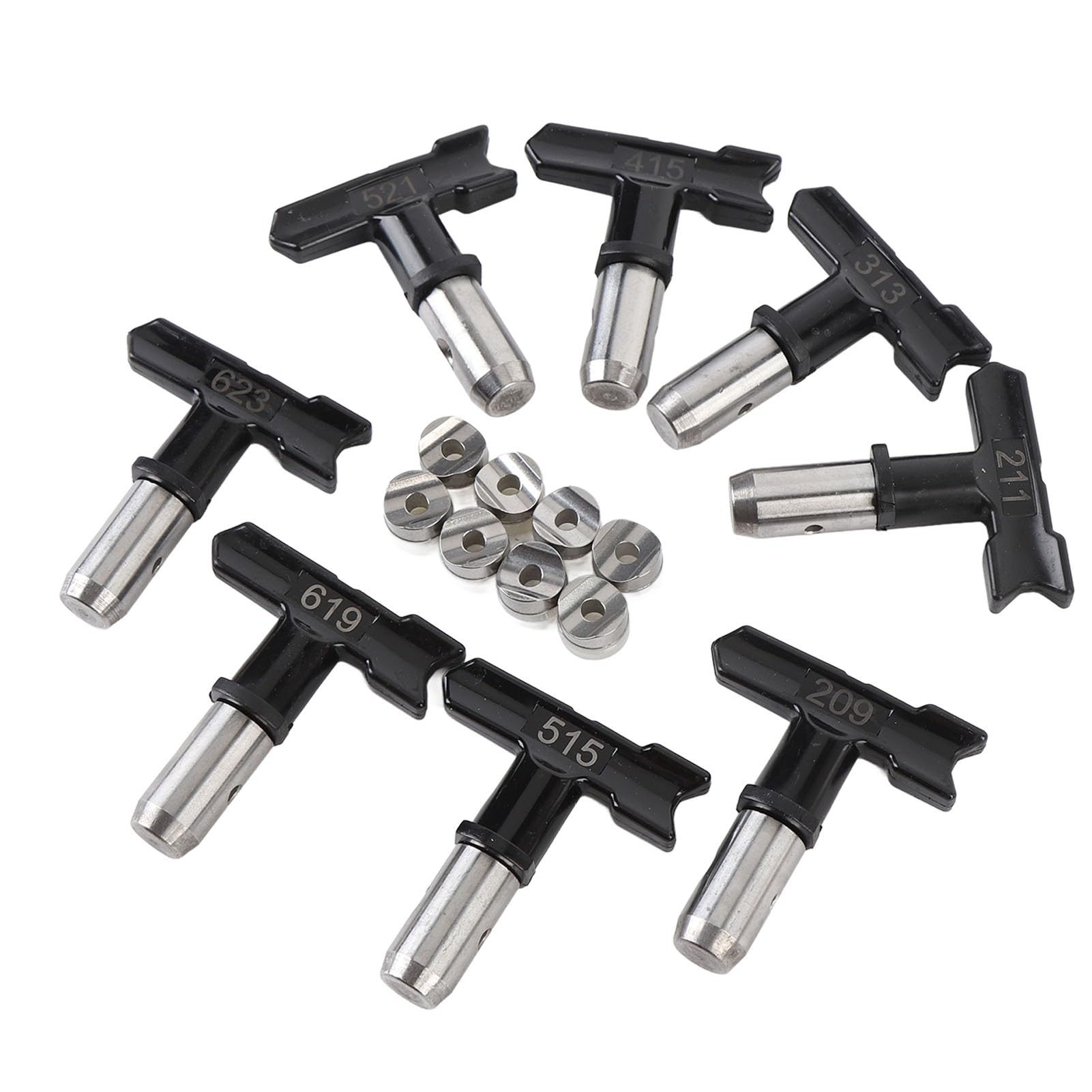 Puntas de pulverización sin aire Headerbs de acero inoxidable: kit de 8 boquillas resistentes