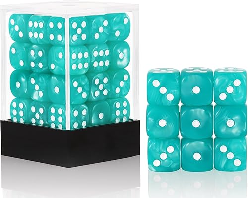 Juego de 36 dados de 0.472 pulgadas, 6 caras, juego de dados con patrón de perlas, 6 dados estándar para Yahtzee, Bunco o enseñanza de matemáticas,