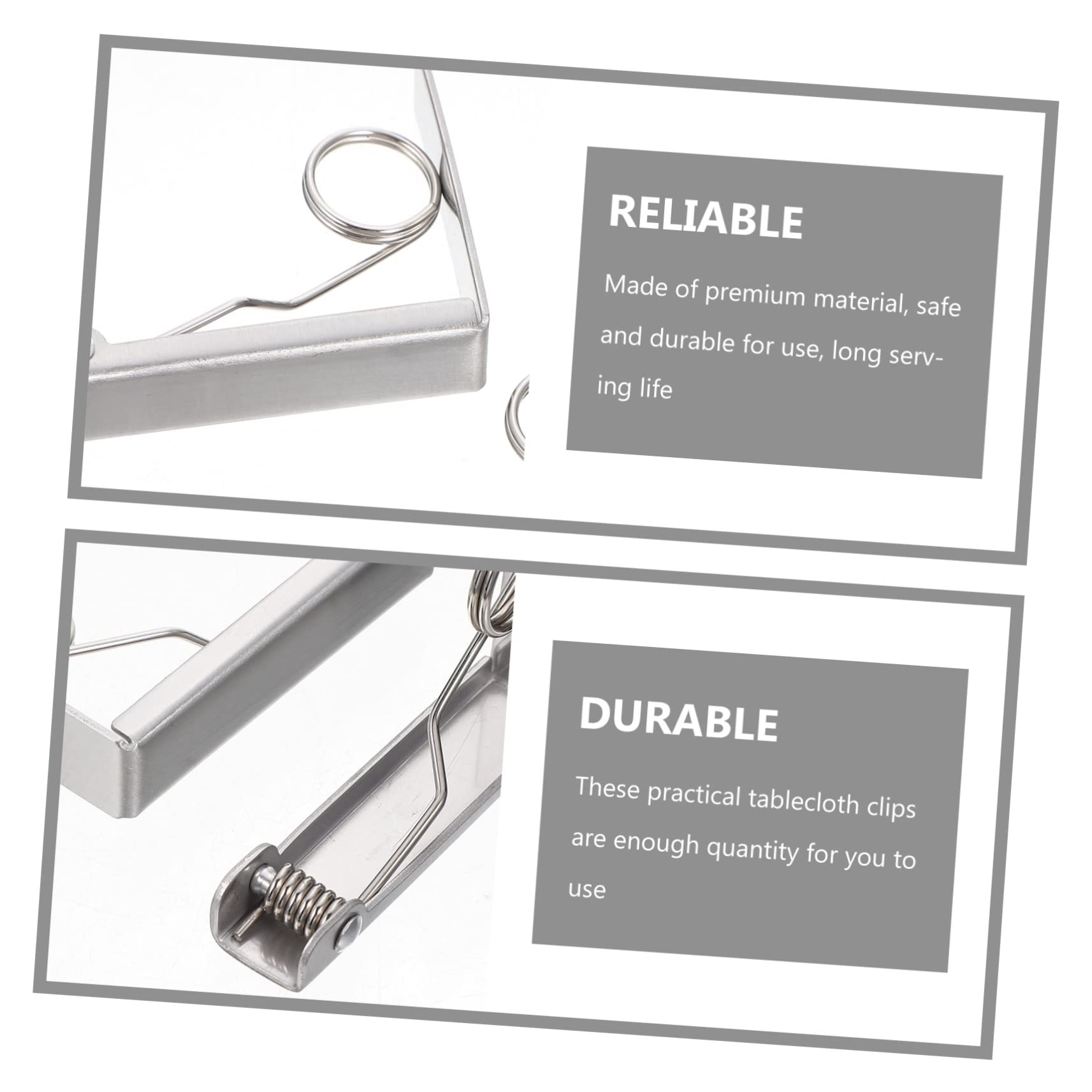 Set 6 Morsetti per Tovaglia in Acciaio Inox Argento, Clip Antiscivolo Facili da Usare e Lisce, per Tavoli da Campeggio e Picnic