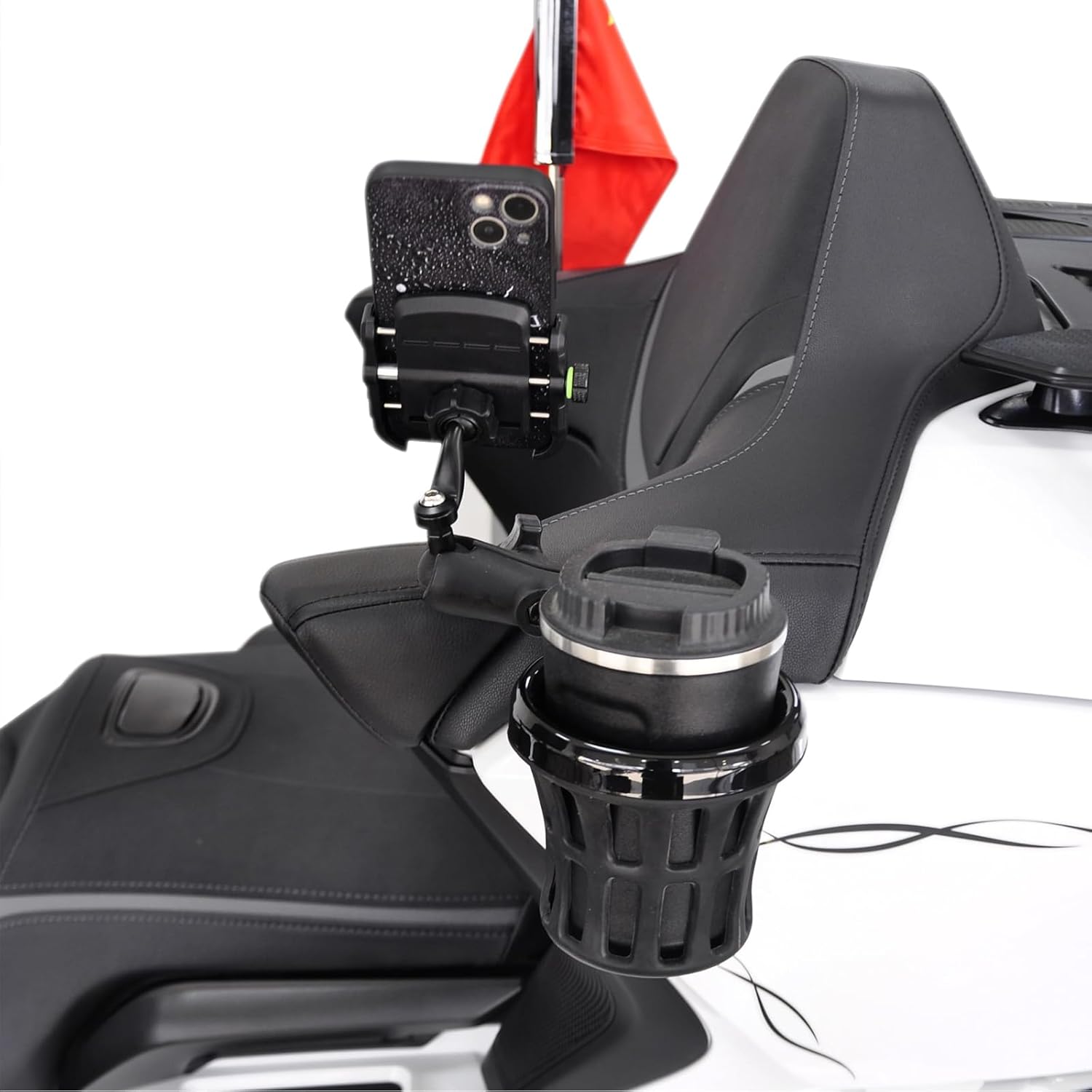 Panical Rear Passenger Phone Holder Water Cup Set Accessories 0.6'' 17mm and 1'' 25mm TPU Ball Head Universal for Honda Goldwing GL1800 2021-2026 (Right Black)