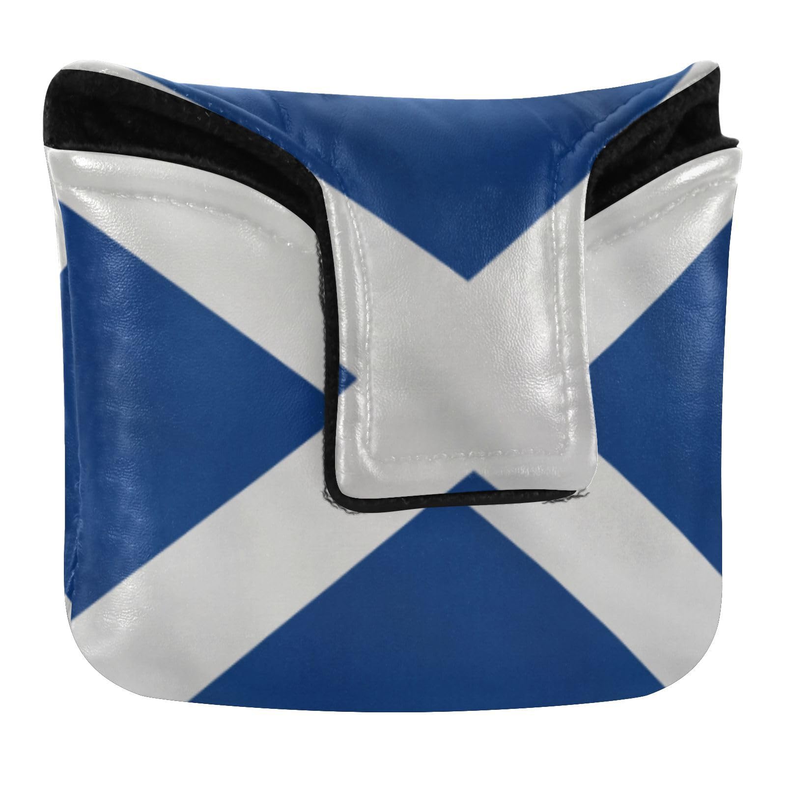 Golf Putter Mallet Head Cover Magnetic Putter Headcovers for Mallets and Square PU Leather Scotland Flag Scottish National Blue