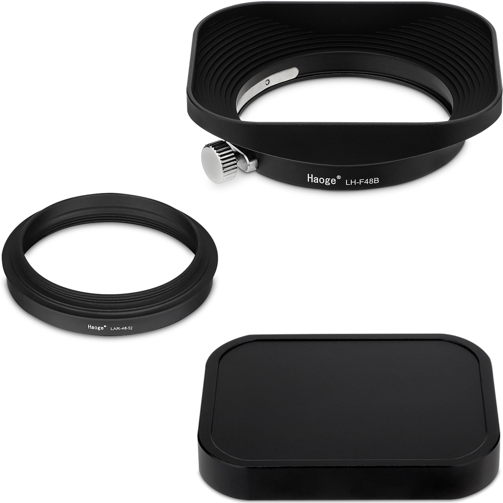 Haoge 52mm Square Metal Lens Hood for Fujifilm XC15-45 mm on XM5 XT50 X-S20 XT30II for Nikon Z 40mm f/2, Z 28mm f/2.8 Len Cemera Body kit Screw-in Hood fit 52mm UV Filters and Lens Cap-picture-17
