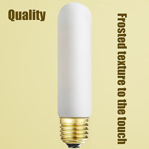 Miniatura 3 de Leools Bombilla LED T10 de 6 pulgadas, base E26, ópalo mate, porcelana, blanco cálido, 2700 K, regulable, Edison 8 W, bombilla tubular LED, 600