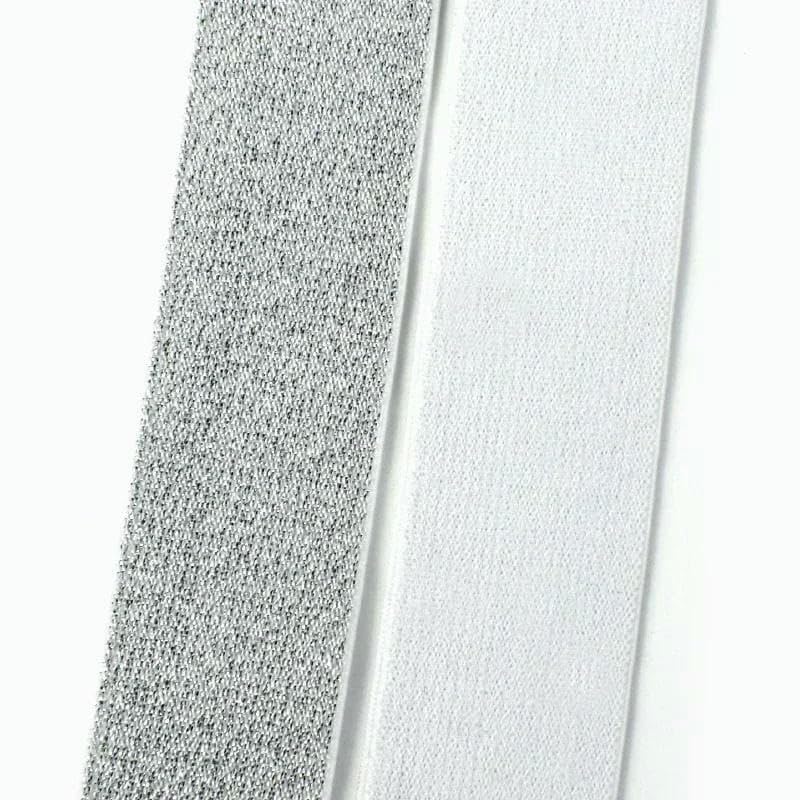 Cinta elástica de nailon, Banda elástica de poliéster for coser bolsas, correas, pretina multicolor, 25-50mm x 2-10m(WhiteSilver 50mm,10Meters)