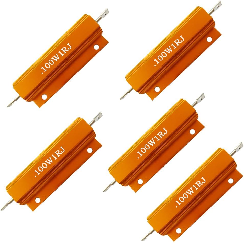 Set of 5 100W Watt Shell Power Aluminum Housed Case Wirewound Resistor 1R Ohm