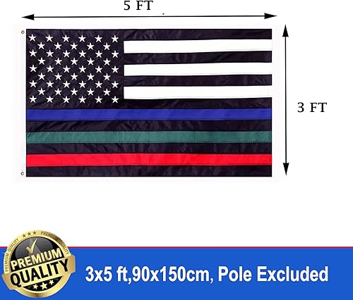 Miniatura 9 de Bandera de Estados Unidos de 3 x 5 pulgadas para exteriores, bomberos de policía de alta resistencia, bombero militar, bombero del ejército,