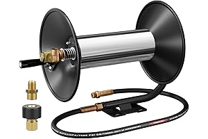 Metal High Pressure Hose Reel with Hand Crank, 4000 PSI, 100ft