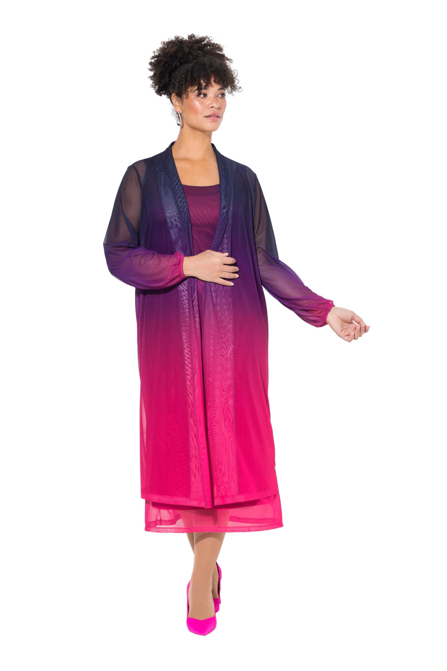 MIAMODA Damen große Größen Übergrößen Plus Size Jacke, gerade Passform, Mesh mit Farbverlauf 838766