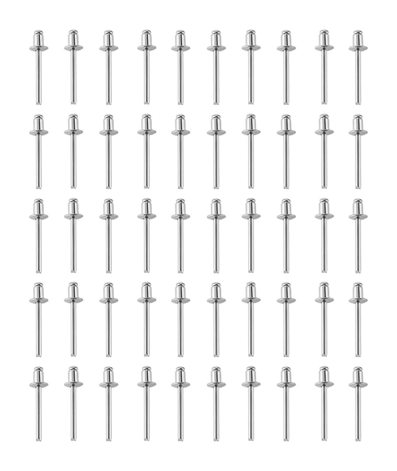 Rivetti ciechi a strappo, 50 rivetti ciechi cavi in ​​alluminio a testa tonda piatta 2.4-4.8mm x 6mm for accessori fai da te(4.8mm)