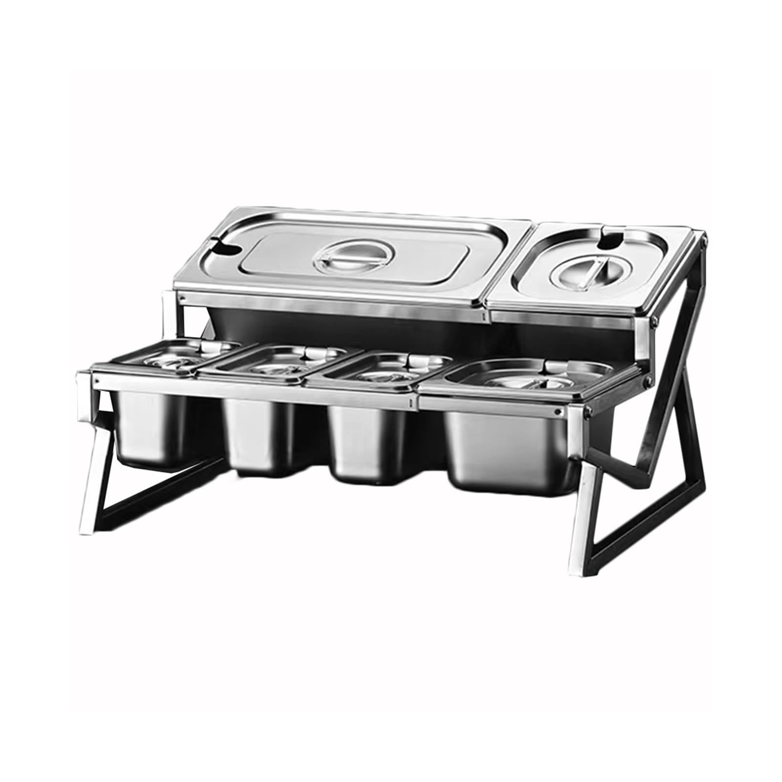 MYUYEE Stainless Steel Spice Rack With Retractable Cover 6 Compartment Kitchen Countertop Storage Solution Space Saving Herb & Spice Holder