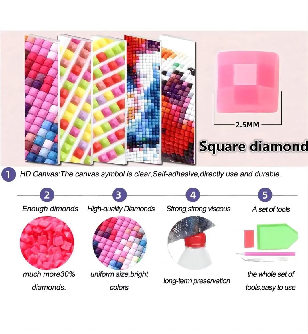 Diamond Painting Eule Blume 30x60cm - 5D DIY Diamant Malerei Set