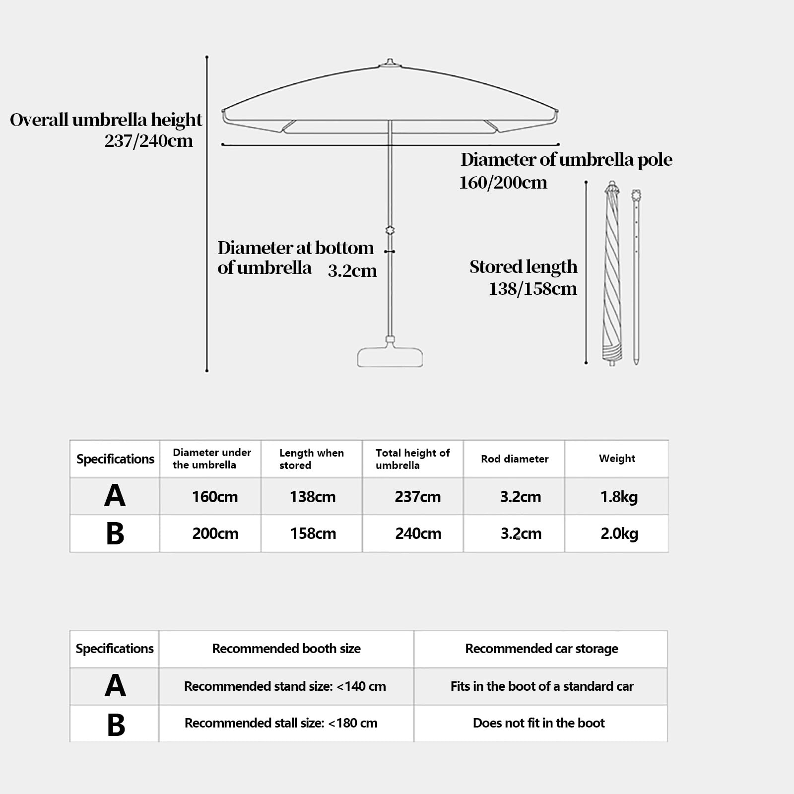 Przenośny parasol zewnętrzny, składany parasol plażowy z ochroną UV, Trwała aluminiowa opłata na kemping, patio, ogrodowy cień Canopy