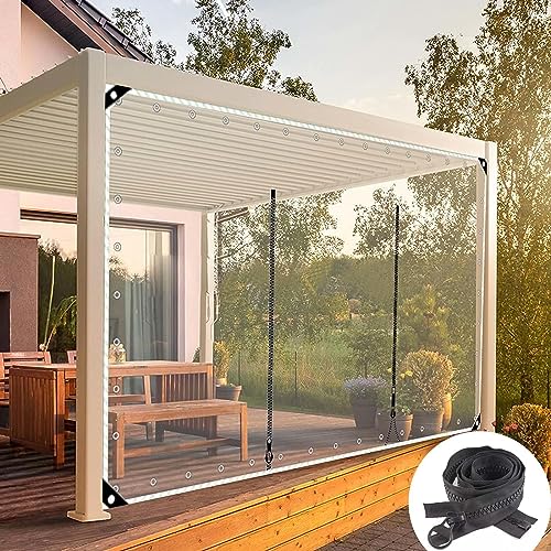 Bâche transparente pour gazebo étanche avec double fermeture éclair en plastique PVC