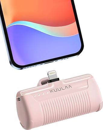 Kuulaa Portable Phone Charger, Small Power Bank 4500mAh Mini Power Bank for iPhone Cute Battery Pack Backup Charger Travel Compatible with iPhone 14/13/12/11/XS/XR Pink