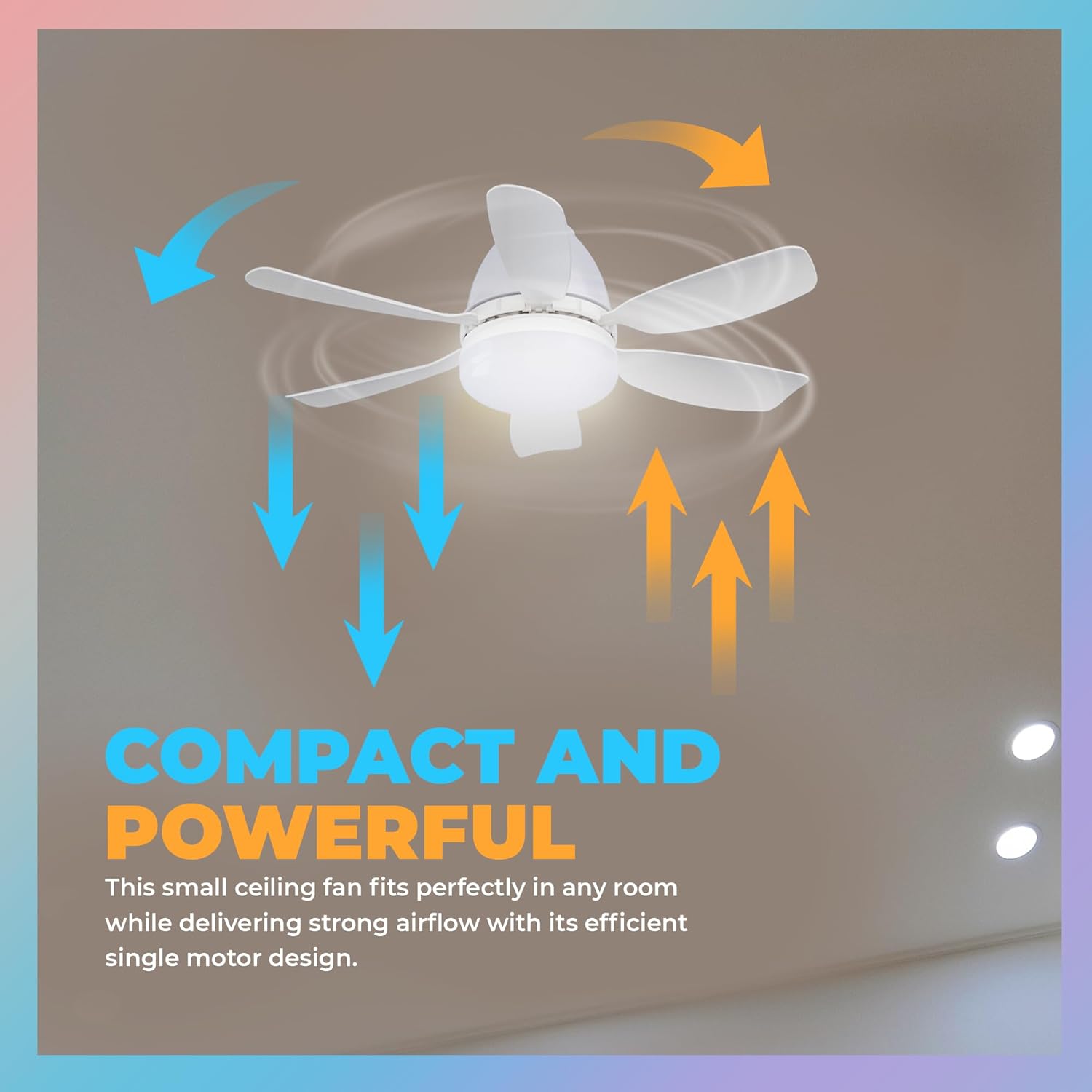 Ceiling Fan with Bluetooth Speaker & RGB Color Changing Lights - 3-in-1 Smart Fan, Remote Control, High Airflow, Premium Sound for Living Room, Bedroom, Patio