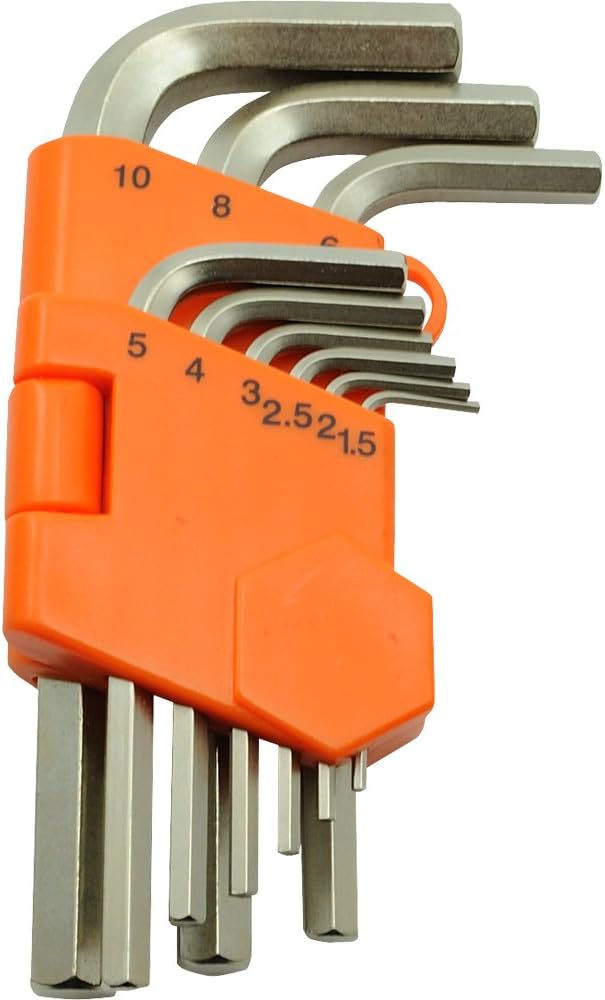 Dynamic Tools 9 Piece Metric Regular Hex Key Set, 1.5mm - 10mm