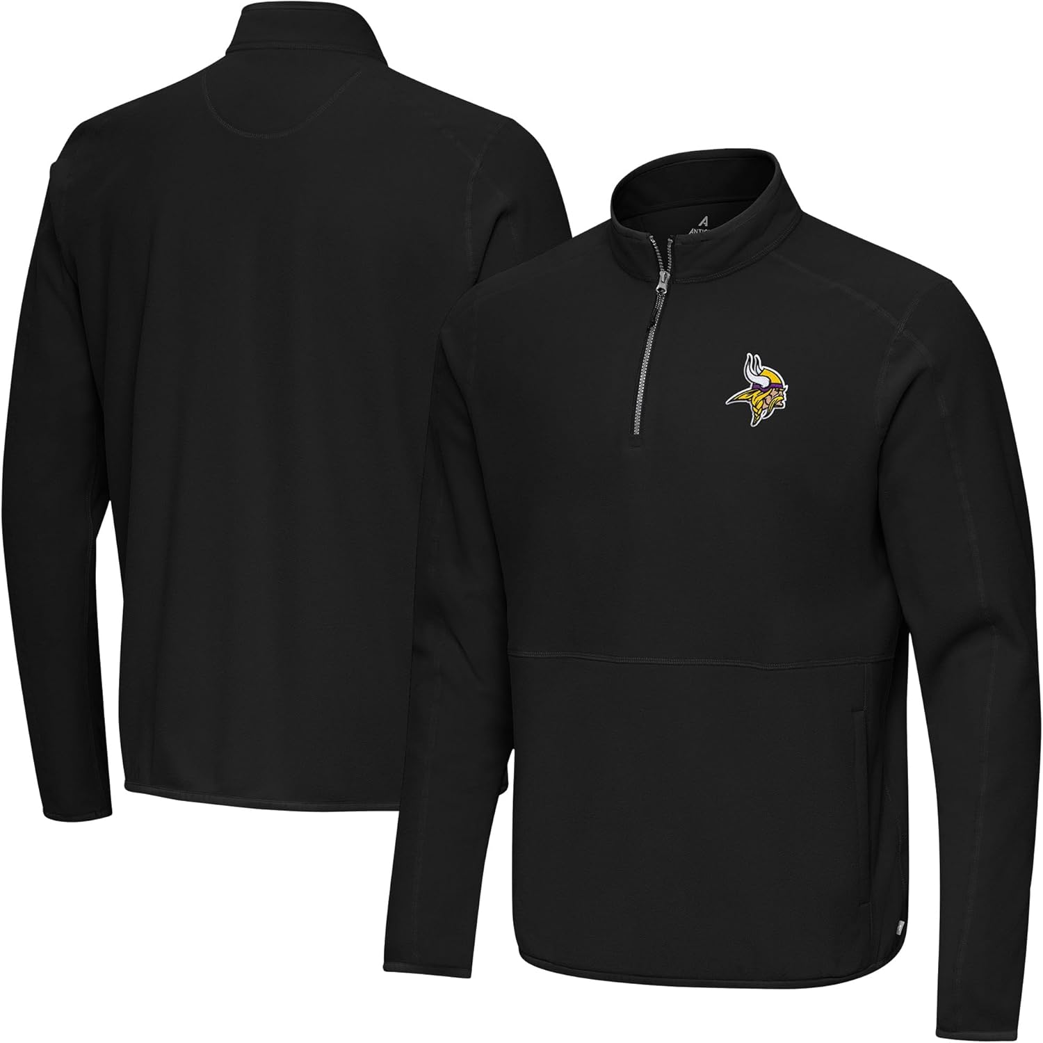 Antigua Men's Black Minnesota Vikings Step Up Quarter-Zip Pullover