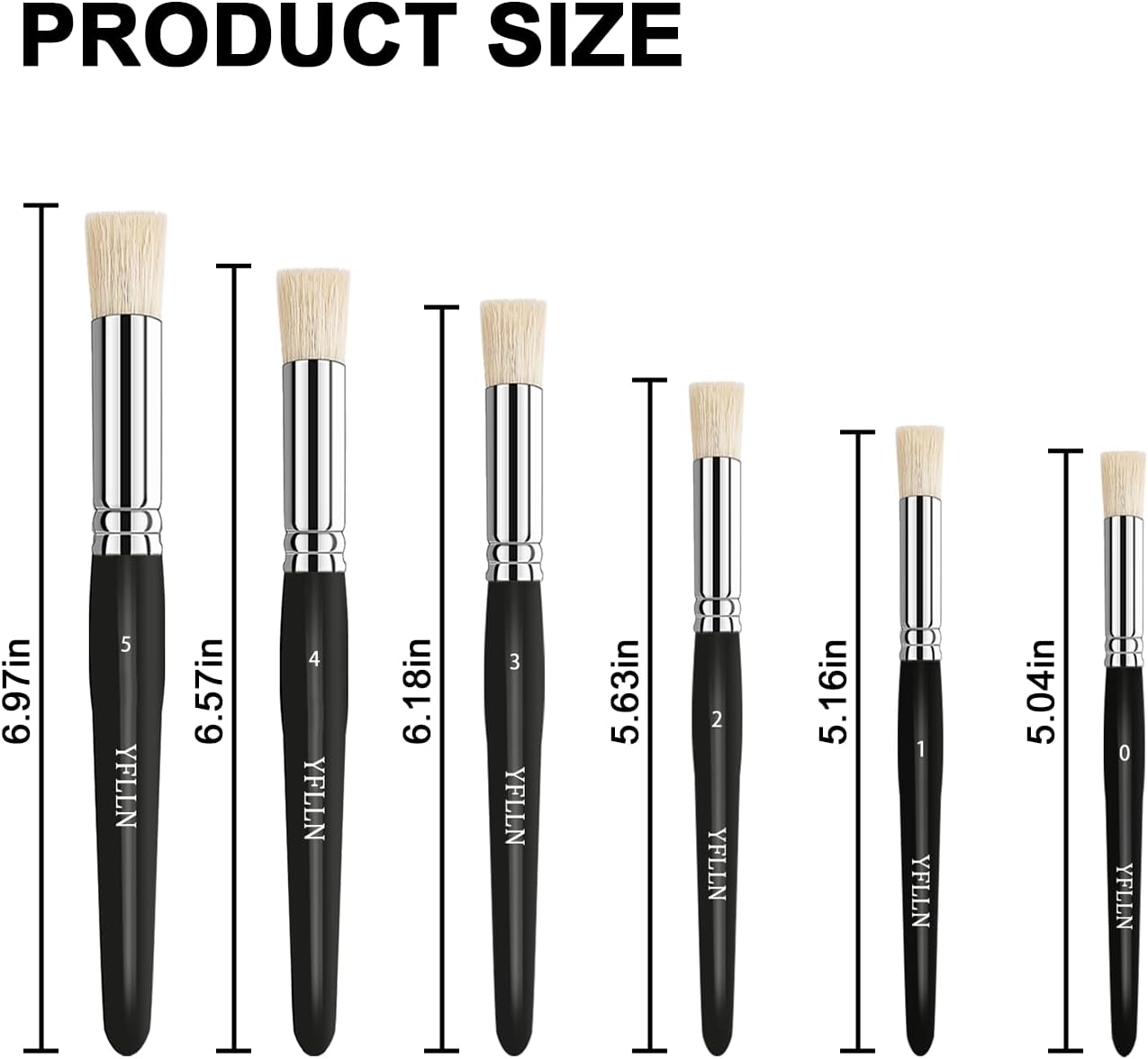 Wooden Stencil Brushes Natural Stencil Bristle Dome Art Painting Brushes Wood Paint Template Brush for Painting On Stencil Projects, Card Making, DIY, Crafts and Acrylic Oil Watercolor Painting Black - Image 2