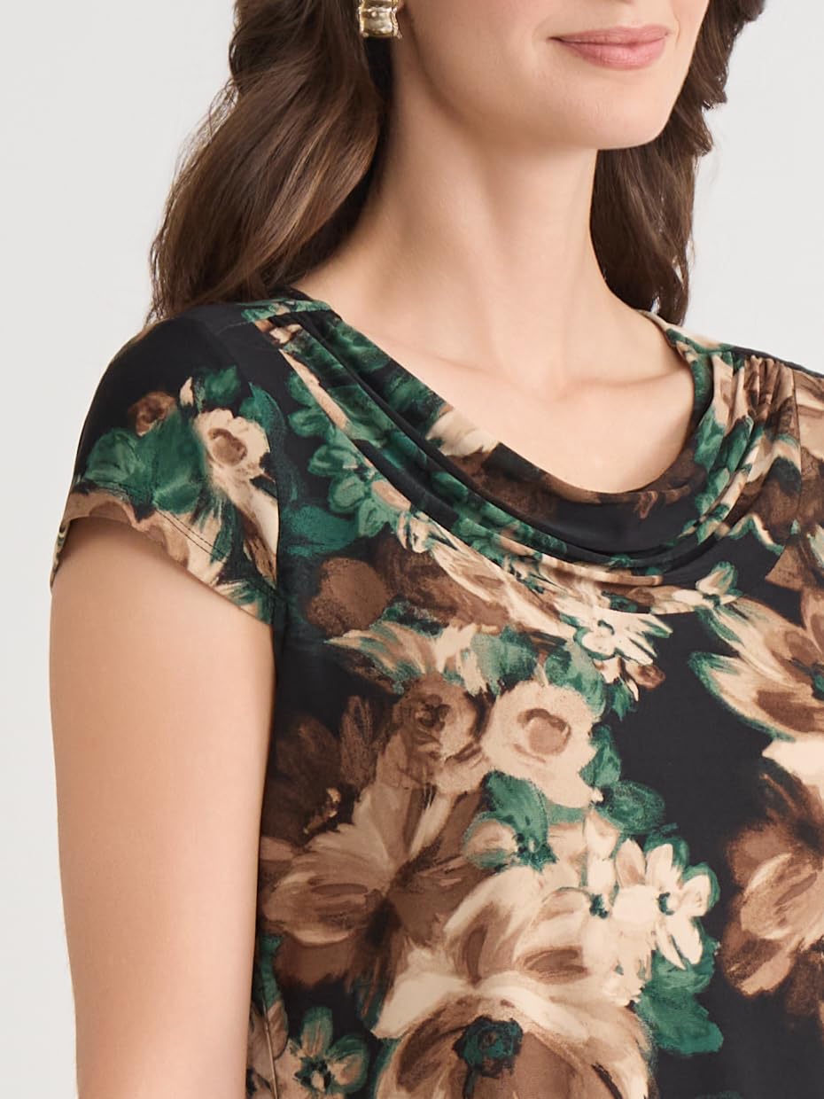 Kasper Women's Cap Sleeve, Cowl-Neck Top