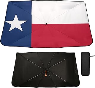 Texas State Flag Windshield Sun Shade Umbrella Foldable Car Front Window Sunshade Blocks UV Rays Heat Keep Vehicle Cool (55" x 27.5")