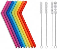 Vista 15 de 7 popotes de metal para beber con 2 cepillos de limpieza de 8.5 pulgadas, cuchara de barra reutilizable para café helado, bebida congelada, batidos