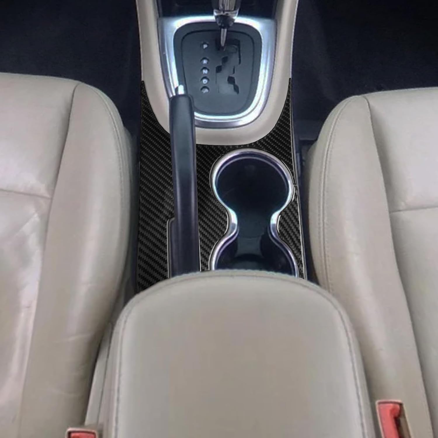 Durable Real Carbon Fiber Fit for Chrysler 200 2011 2012 2013 2014 Touring Limited LX S Accessories Car Center Console Water Cup Holder Handbrake Panel Cover Interior Trim Sticker Decal Black