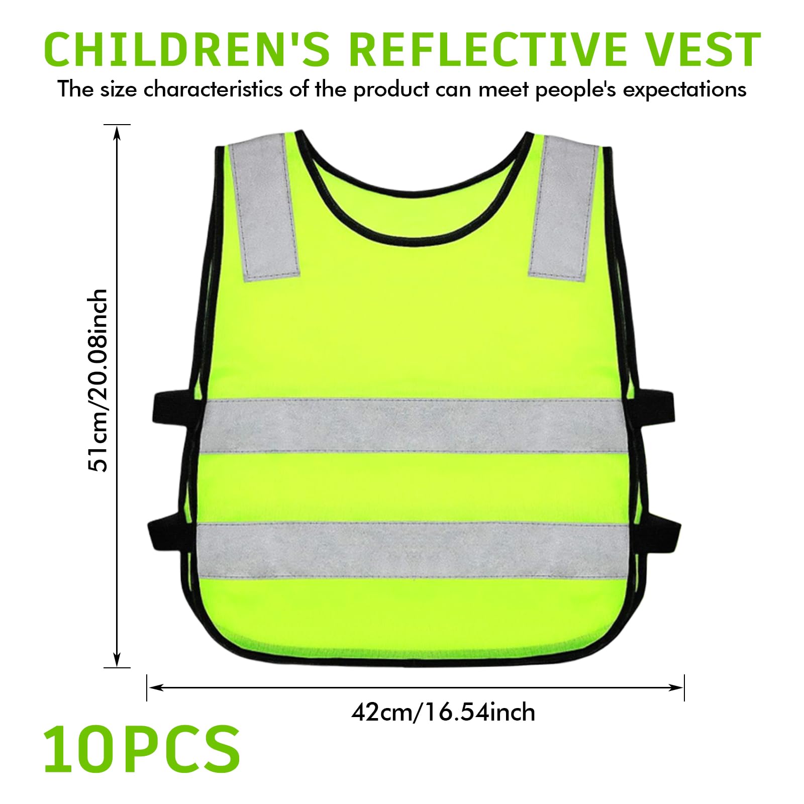 Gilet De Sécurité pour Enfants, 10 Pièces Gilets de Sécurité pour Enfants, Gilet de Sécurité Enfants Réfléchissant pour Vélos pour Enfants (3-12 Ans), pour Course en Extérieur, Cyclisme, Sport