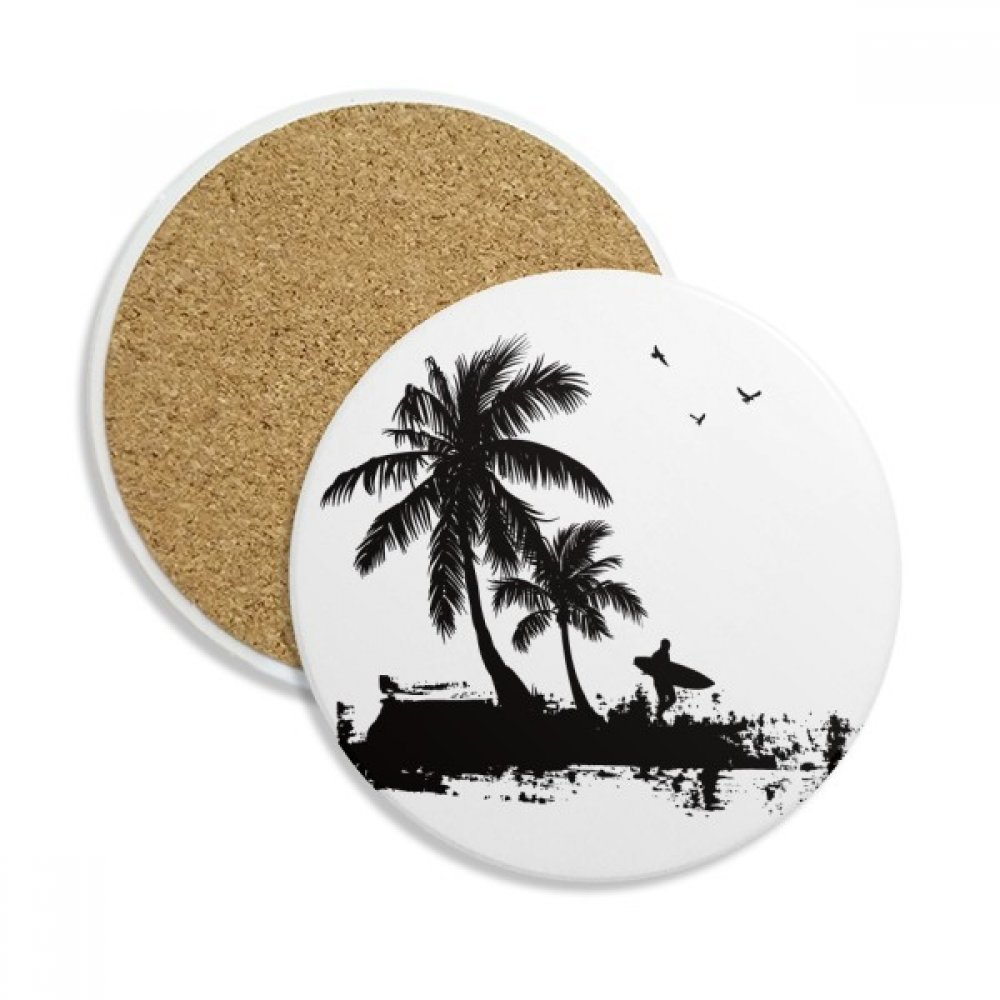 Coaster en céramique absorbant motif Coconut Tree pour tasse