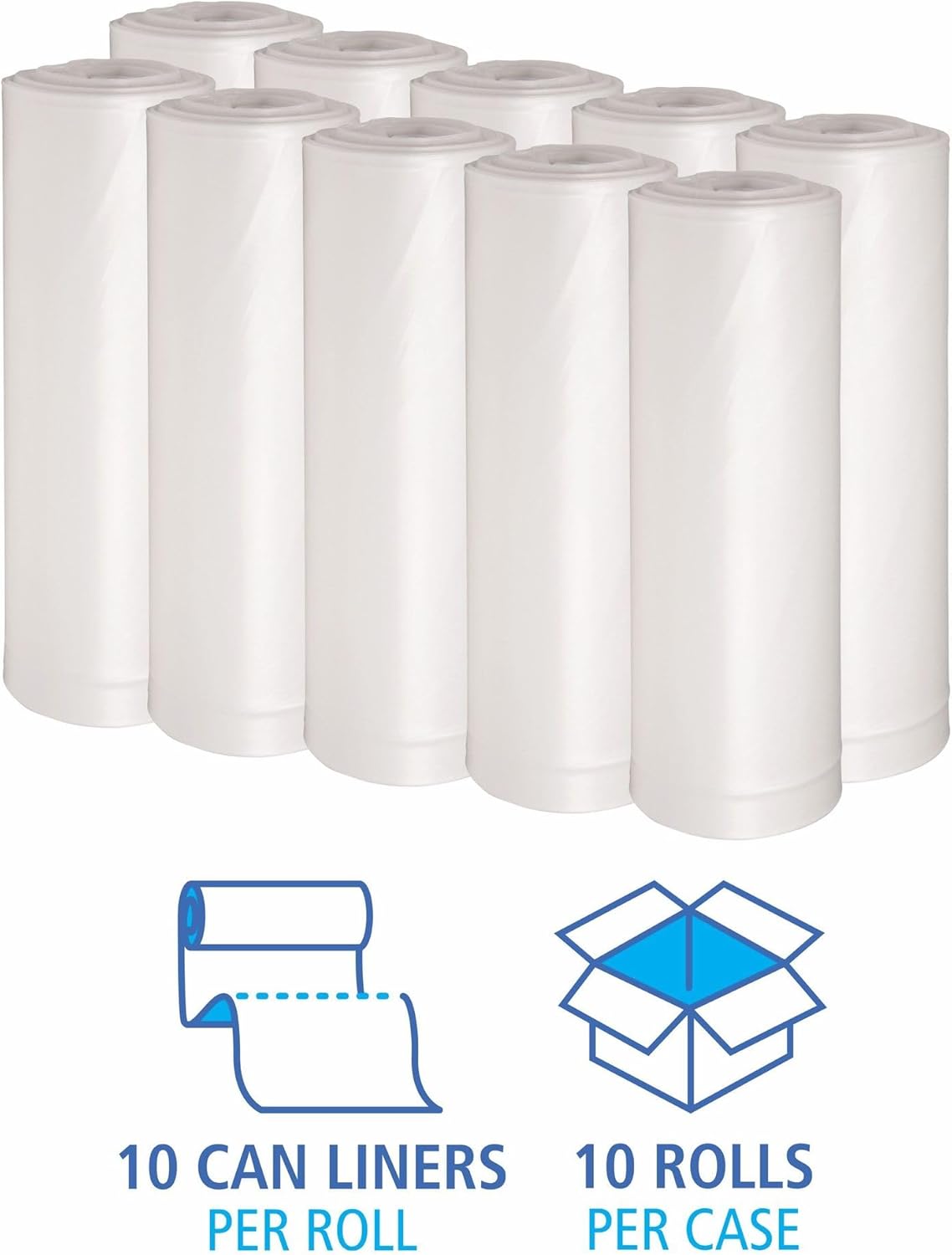 Boardwalk Recycled Low-Density Polyethylene Can Liners, 60 Gallon Garbage Bags, 1.75 mil, 38" x 58", Clear, 10 Bags/Roll, 10 Rolls/Carton