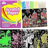 ZMLM Scratch Art Paper Kit: 50pcs Magic Scratch Papers Craft Set 5 Bright Color Drawing Bulk Supplie