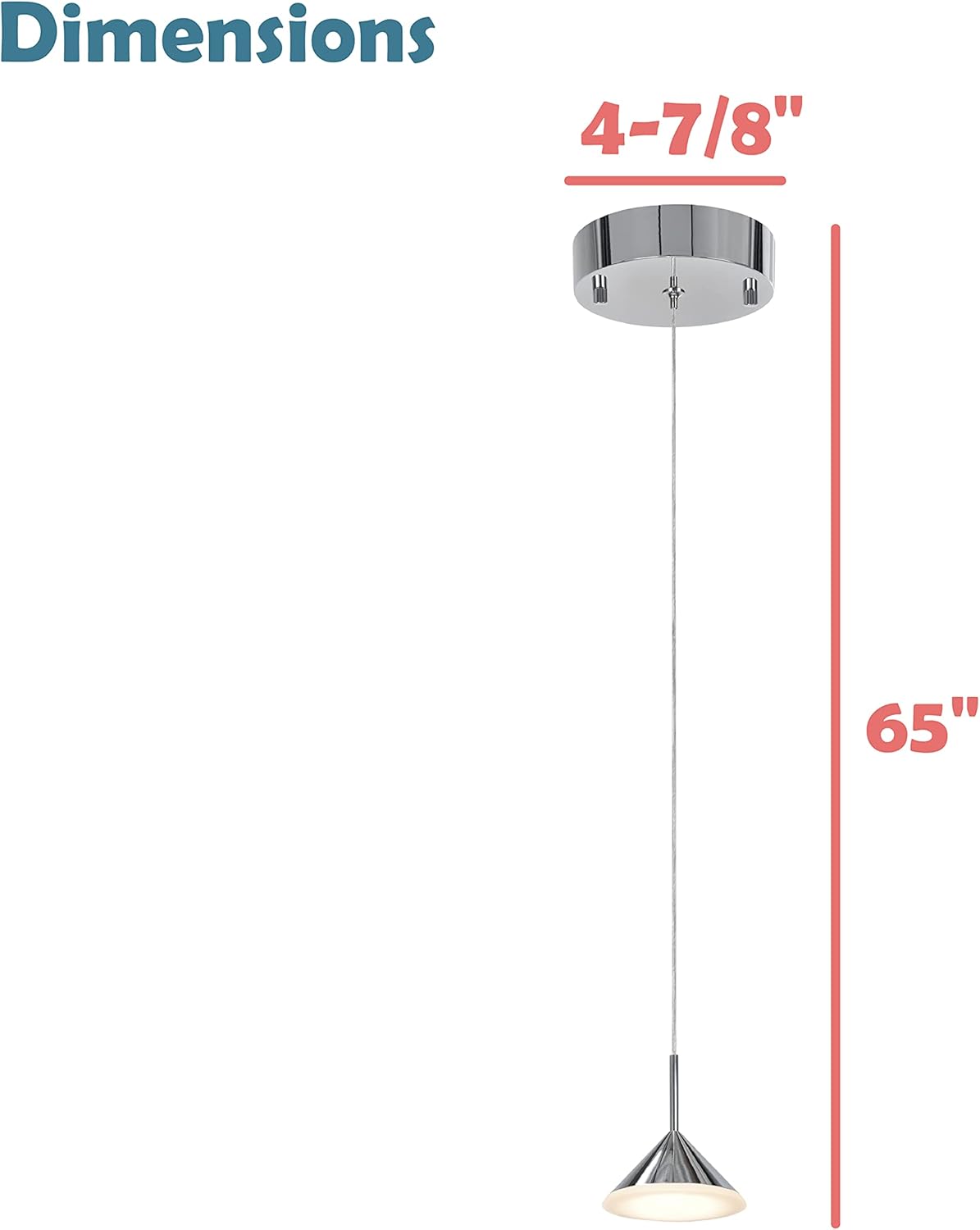 Aspen Creative 61110-11 Adjustable LED One-Light Hanging Mini Pendant Ceiling Light, Contemporary Design in Chrome Finish, Glass Shade, 4.375" Wide