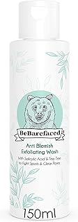 BeBarefaced Skincare Salicylic Acid Cleanser, Exfoliating Face Wash with Tea Tree Oil, Facial Cleanser and Face Scrub Exfoliator, Pore Minimizer Face Exfoliator, BHA Exfoliant Spot Soap Acne Treatment