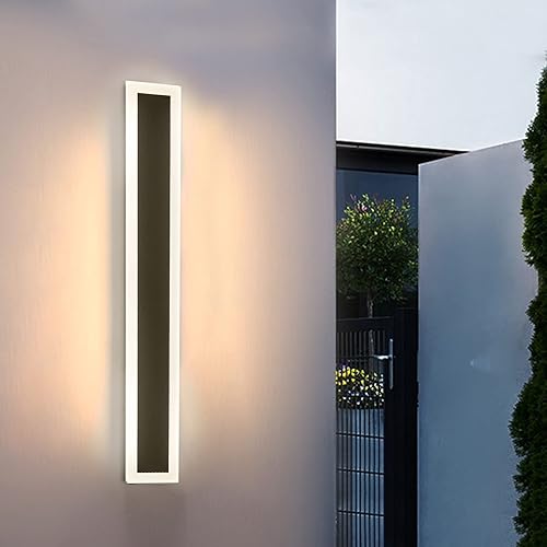 TFCFL Aplique de pared para exteriores, lámpara de pared LED de 18 W, luz cálida de 3000 K, IP65, impermeable, larga, para pared, pantalla acrílica