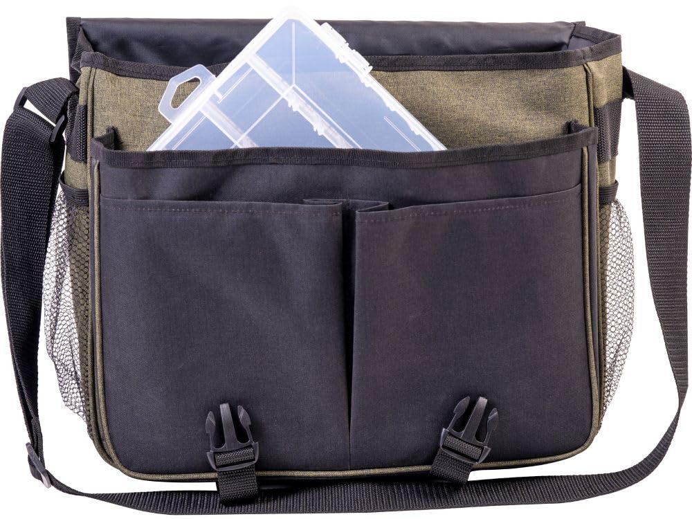 Kinetic Angeltasche mit 3 Boxen, 34 x 11 x 30 cm, Schultergurt, Mehrere Netztaschen, Ködertasche, Angeltasche, Kunstködertasche