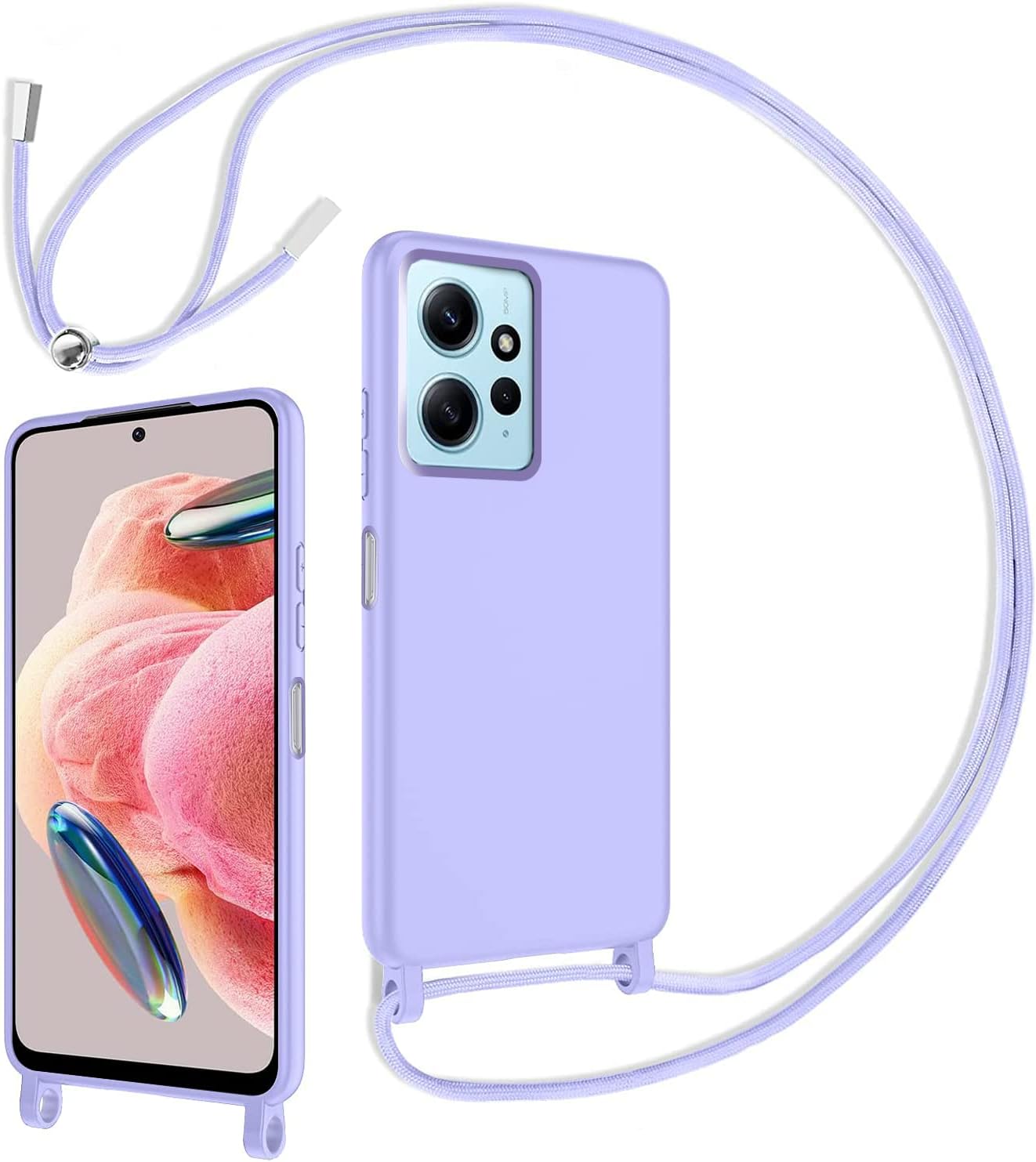 Coque Xiaomi Redmi Note 13 4G Avec Cordon Collier - Etui Transparent TPU Anti-Choc Arc-en-Ciel