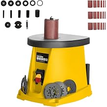 Electric Oscillating Spindle Sander, Column Sander with 3 Sets of Sandpaper, Drum Sanding Machine with Safety Mechanical Switch, Multiple Angle Grinding, for Wood, Metal, Furniture, Plastic