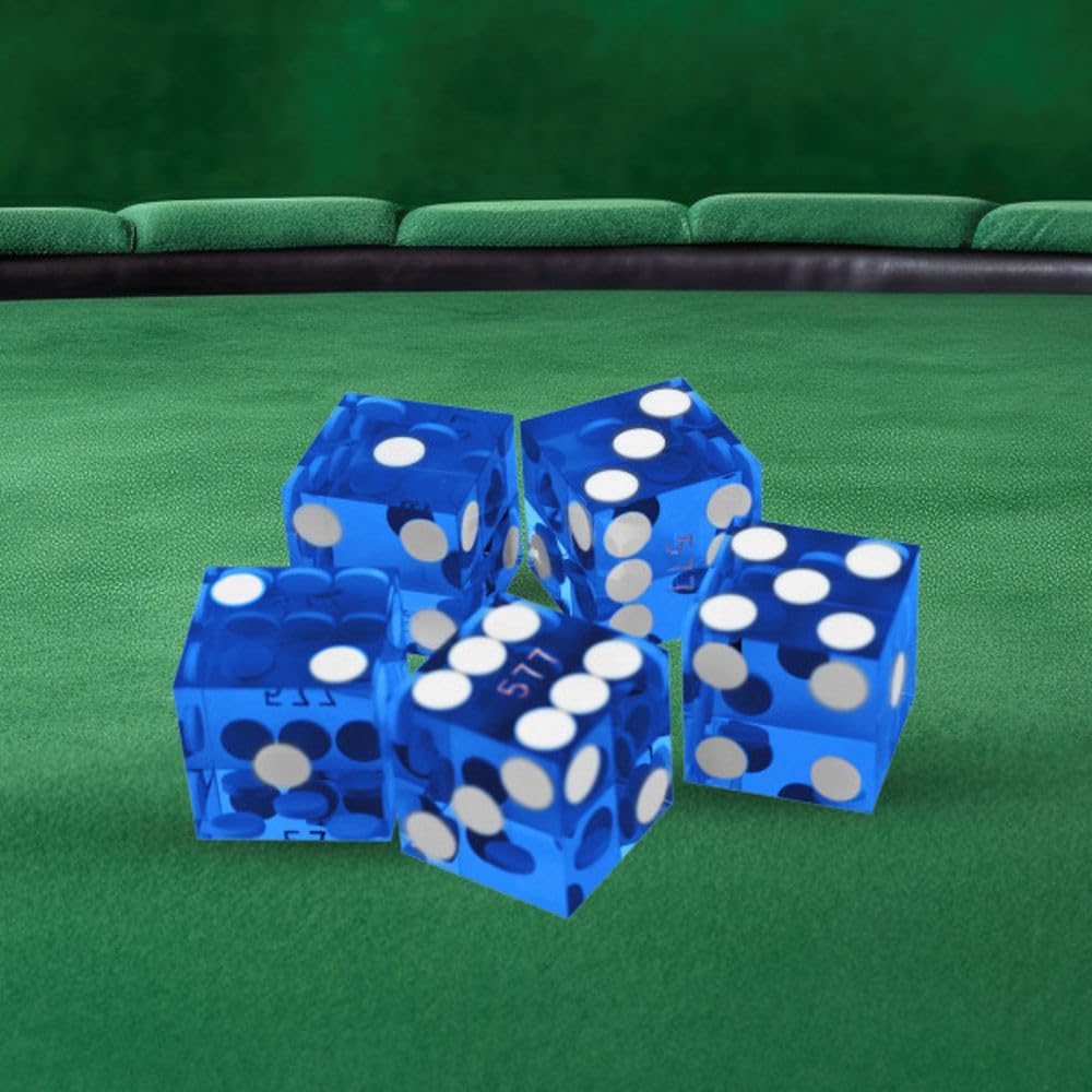 Dice Set - 19MM A Grade Serialized Casino Dice with Sharp Edges - Game Night Accessories by Trademark Poker (Blue)