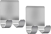 Luckyiren Self-Adhesive Stainless Steel Razor Holder Hooks (2 Pack) - Heavy Duty Shower Hangers for Razors, Towels, Plugs & Robes