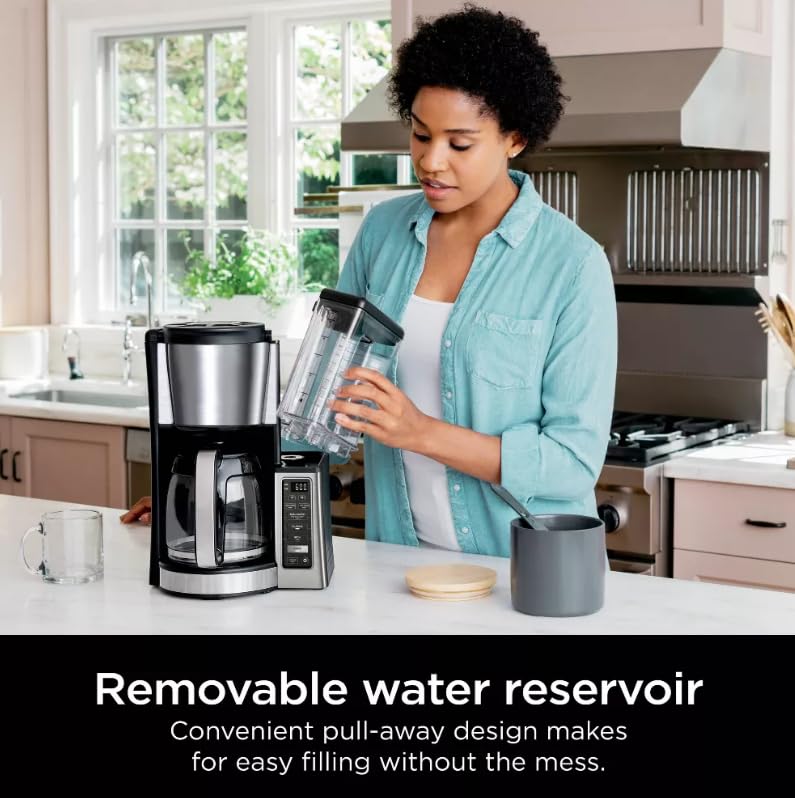 Niinjaa 12 Cup Programmable Coffee Brewer, 2 Brew Styles, Adjustable Warm Plate, 60 oz Water Reservoir, Delay Brew, color Black/Stainless Steel (model CE 251) — view 3