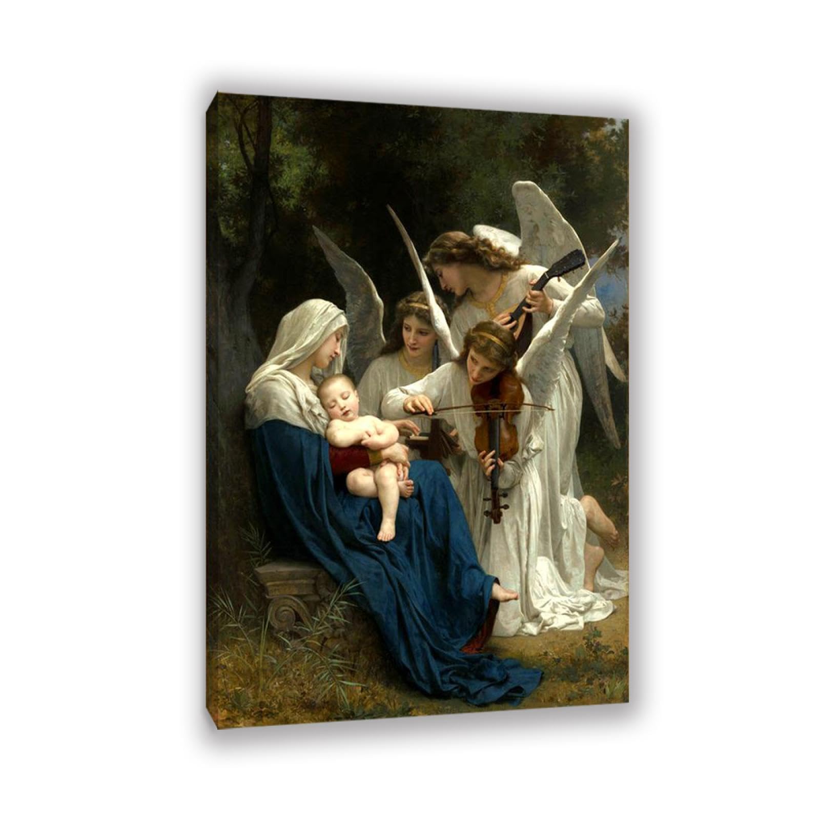 Rxnhgjds Framed William-Adolphe Bouguereau Wall Art The Virgin Of The Angels Fine Art Portrait Wall Painting Aesthetic Wall Decor For Living Room Bedroom Bathroom Home Decor 105X70cm Inner Frame
