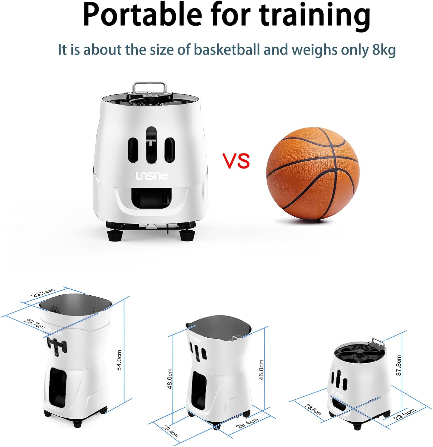 PT-MINIPro Portable Tennis Ball Machine - Lightweight Indoor Tennis Server with APP Control, 65-Ball Capacity & Teaching System, Smart Tennis Trainer for Schools (3-5H Battery)