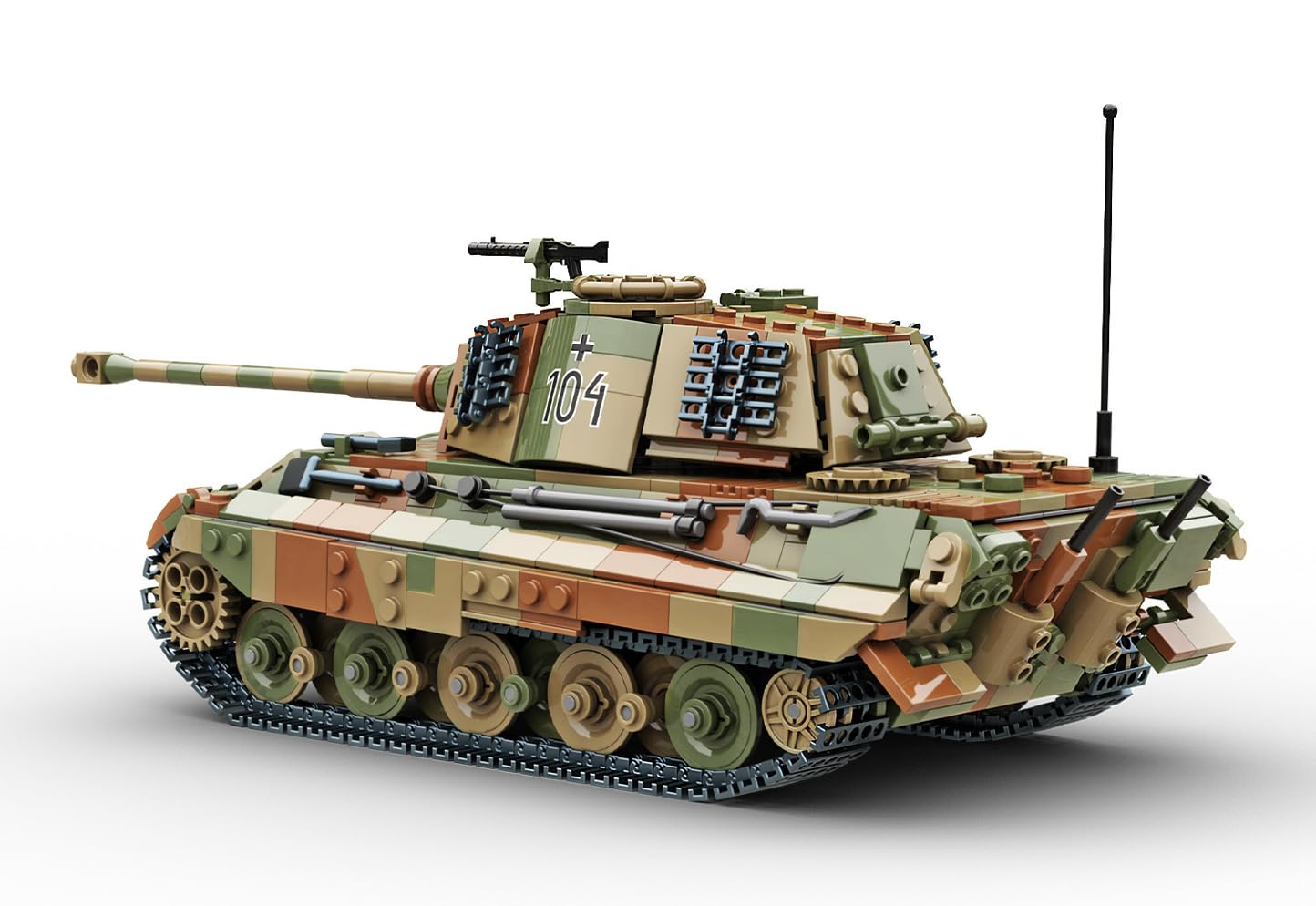 Buildarmy King Tiger II (Tiger II) WW2 Niemiecki Model Czołgu Wojskowego, Zestaw Klocków do Budowy w Kamuflażu, Kolekcjonerskie Klocki do Budowy Armii dla Dorosłych, 1145 sztuk Model do Prezentu i