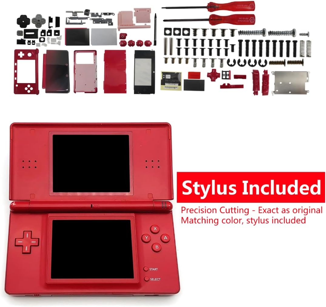 3DS Shell Replacement - Full Housing Case Kit, Cover Shell Repair Parts for Nintendo 3DS (Flame Red)