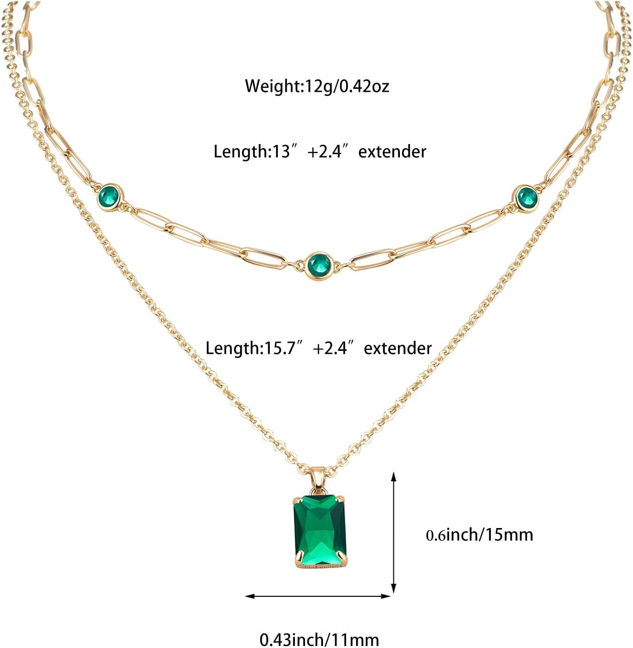 Gold Layered Pendant Necklaces for Women 14k Gold Plated Crystal Choker Necklace Paperclip Rhinestone Necklace Party Prom Jewelry - Image 8