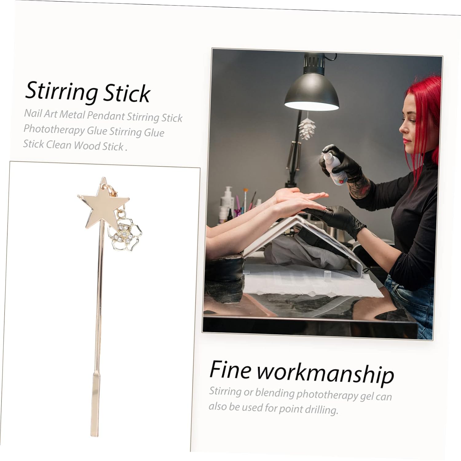 Rose Flower Pendant Manicure Mixing Rod Gel Stirring Stick Rhinestone DIY Nail Art Tool for Professional Use