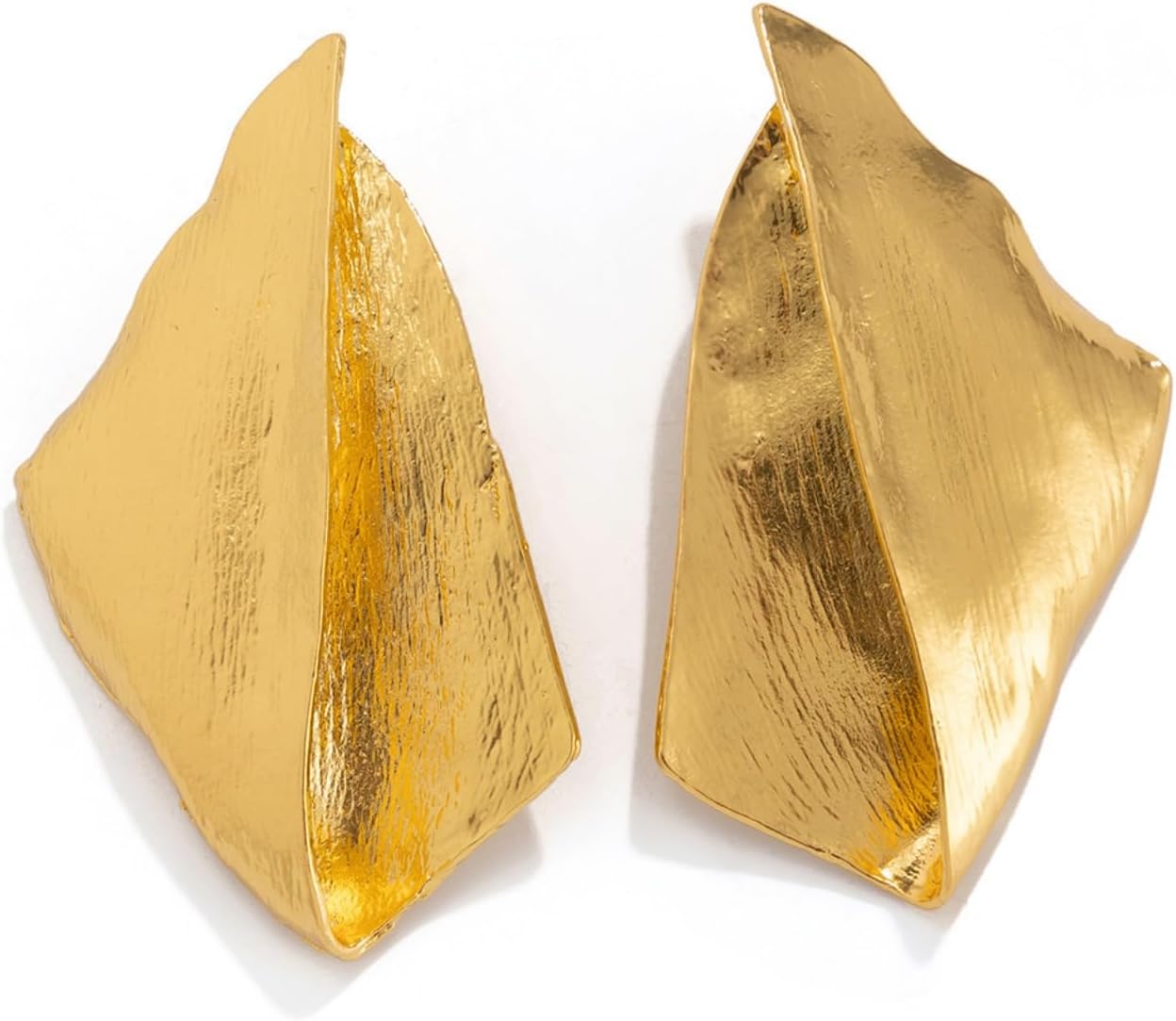 Chunky Gold Earring for Women,Vintage Petal Earring Irregular Geometry Statement Earring Simple Fashion Jewelry