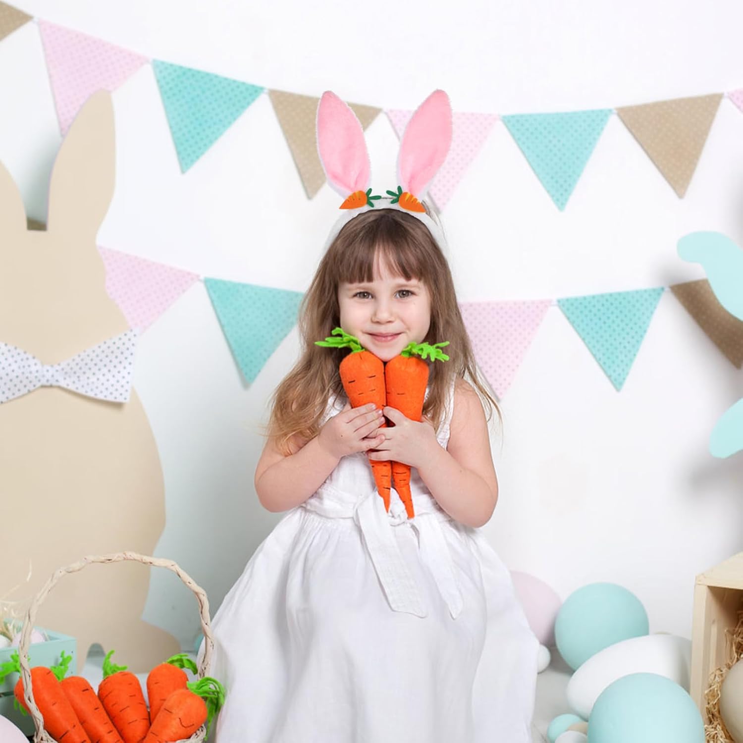 Bunny Ears Headbands: Halloween Bunny Ears Plush- Cosplay Hairbands Costume for Easter Animal Theme Party - Image 6