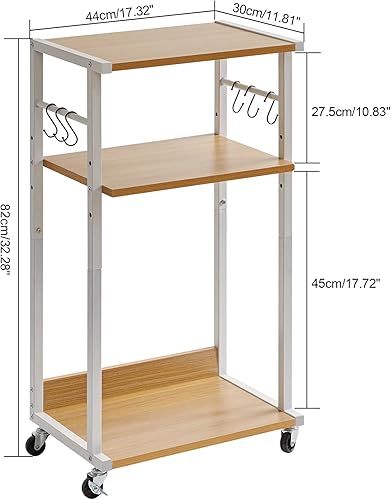 Miniatura 2 de YMYNY UHPT002N - Soporte para impresora móvil, carrito de impresora de 3 niveles con estante de almacenamiento ajustable y 6 ganchos en S, mesa de
